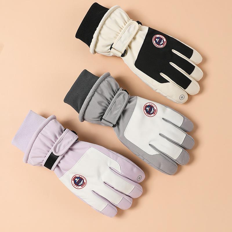 Ski Gloves for Winter Outdoor Men and Women Plus Velvet Thickened Anti Slip Cold Riding Electric Bike Touch Screen Warm Gloves