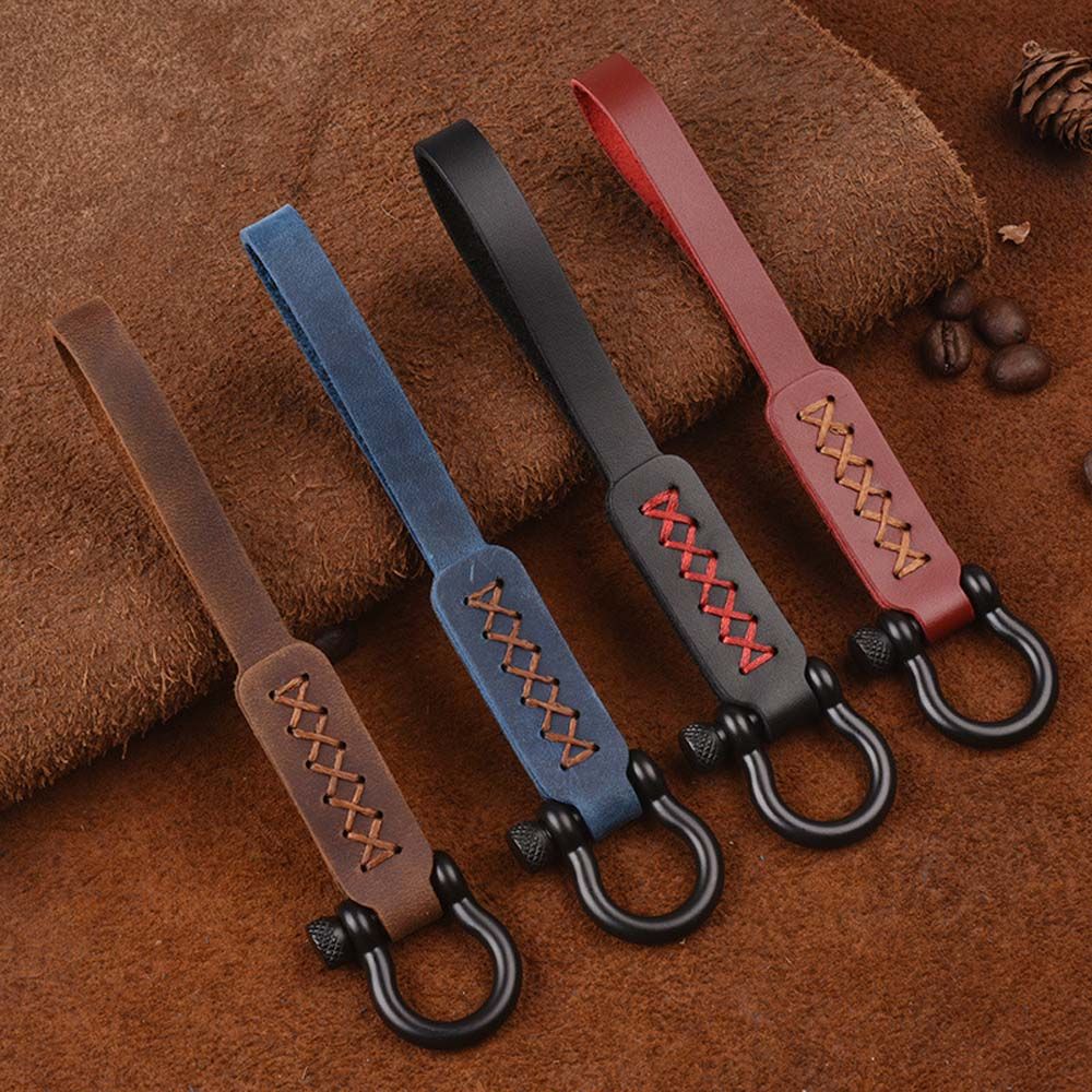 

Waist Hanging Crafts Pure Color Key Rings Car Key Ring Holder Car Keychain Leather Rope Key Strap синий