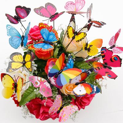 20 pezzi 3D colorati fai da te simulazione farfalla cortile domestico prato decorazione pianta vaso di fiori