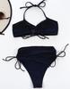 Women's Swimwear Black Sexy Halter High Waist Drawstring Side Tie Bikini Set