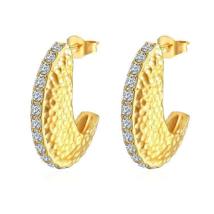 Direct supply geometric stainless steel earrings, women's trend high-end retro earrings, versatile plated 18K earrings