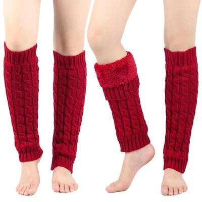 Double-Layered Knitting Leg Warmers Twist Pattern Foot Covers Stretchy Ankle Warmer  Cold Weather