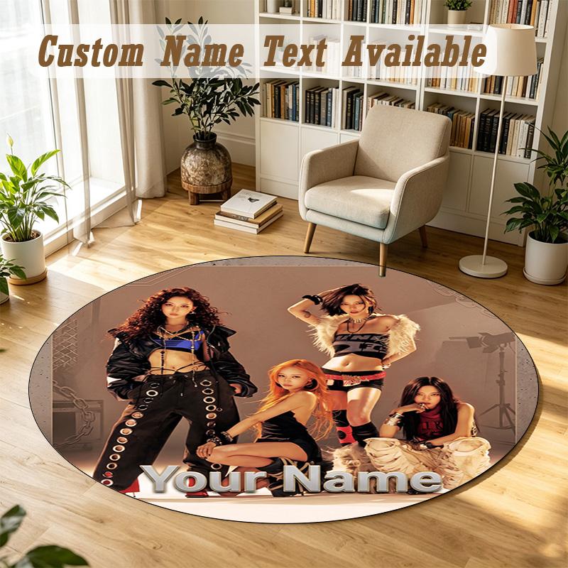 Round Rug Custom Nameaespa Pattern Non Slip Carpet Home Floor Decor