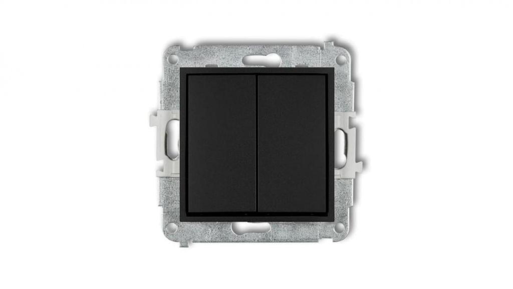 Icon Mechanizm Łącznika Podwójnego Schodowego (Dwa Klawisze Bez Piktogramów) Czarny Mat 12Iwp-33.1