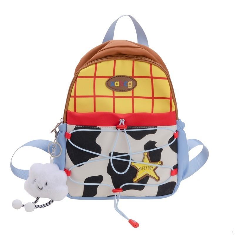 Adorable Cartoon Backpack For Kids With Breathable Nylon Material And Fun Geometric Patterns
