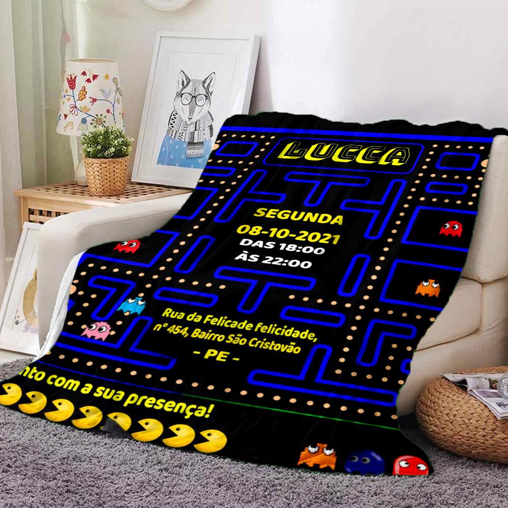 1pc Pacman Adventure flannel Blanket for Super Soft Cute Comfort Blanket for Travel Bedding Couch Sofa Blanket Y73056