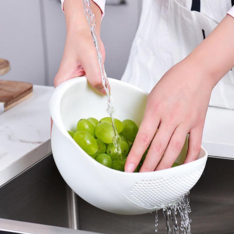Plastic Rice Washing Bowl with Strainer Efficiently Wash Small Grains and Kitchen Gadgets