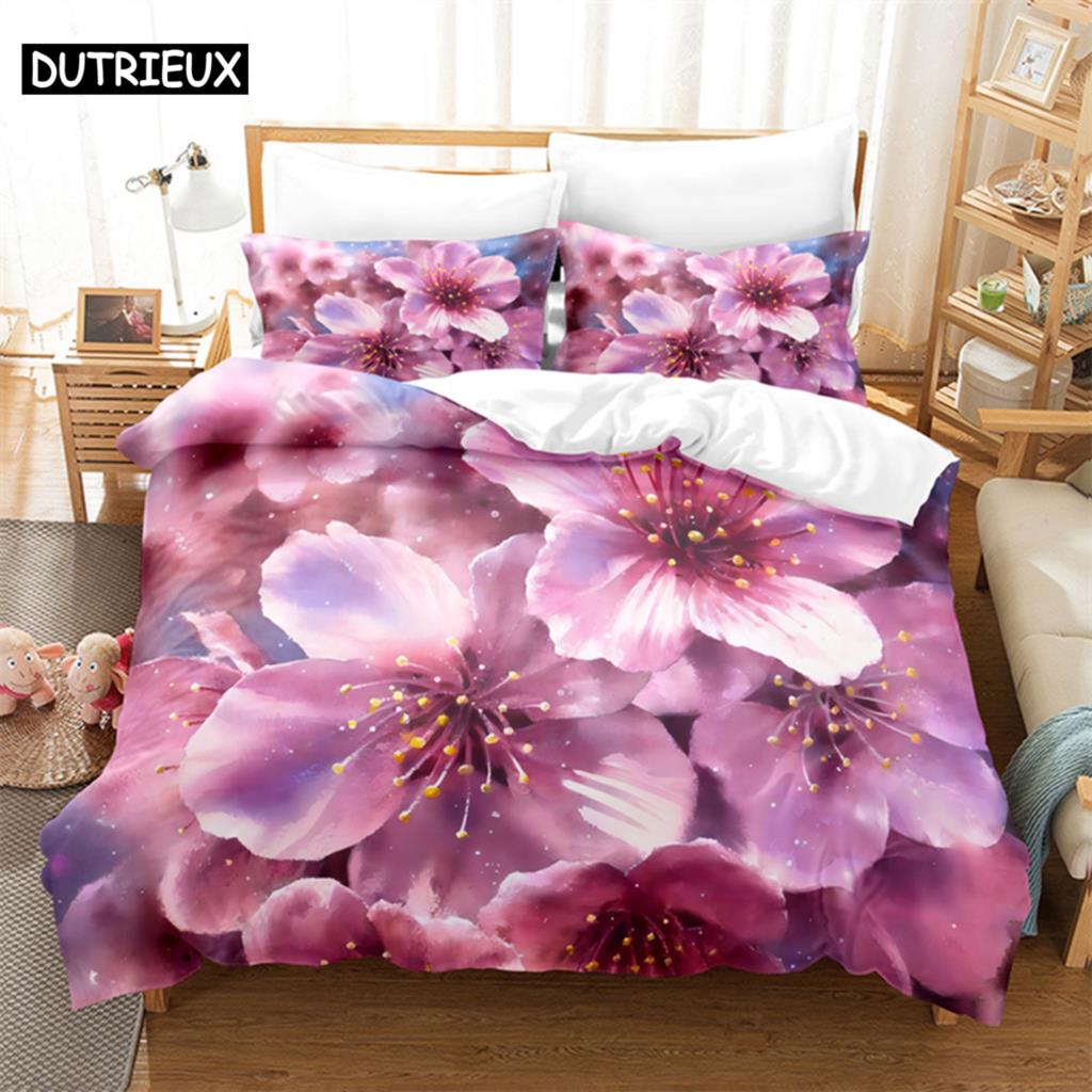 Lavender Queen Bedding Set Rose Duvet Cover Kids Bedroom Bed Set Comforter Cover Set King Size Duvet Cover Set Bedding Sets
