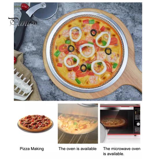 Aluminum Baking Pan Alloy Pizza Screen, Non Stick Mesh Pan, Professional Tool Round Crisper Tray for Oven Home Kitchen Restaurant Cooking Griddle