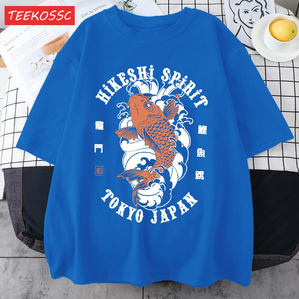 Hikeshi Spirit Tokyo Japan Print Tee Shirts For Man Cotton ONeck T Shirt Sport AllMatch Top Summer Male New Loose Short Sleeve