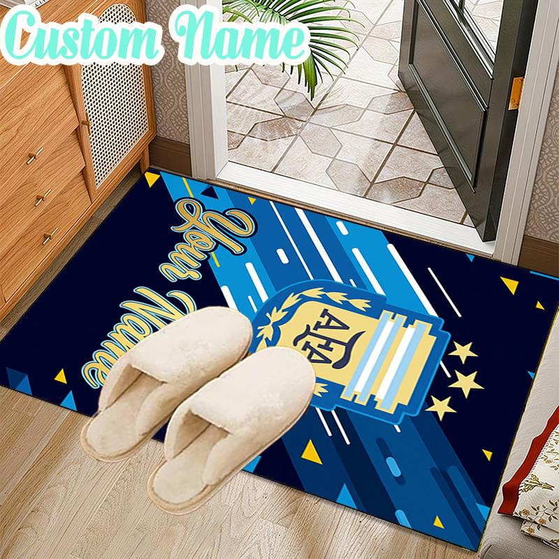 Custom Name Argentina Football Crest Rug Office Rug Chair Mat Non Slip Carpet Rugs for Bedrooms Dining Room Living Room Home Decor gifts