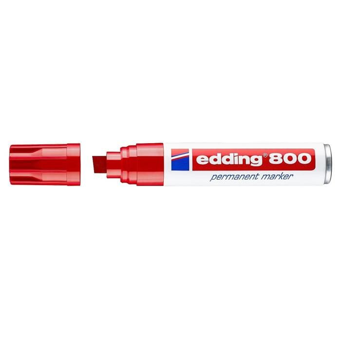 Marqueur Permanent - Edding - 800 - Pointe Biseautée - Rouge - Lot De 5