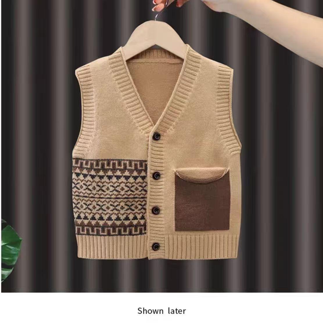 

2026 Spring New Boys V-Neck Knit Cardigan Sweater Vest 130 cm
