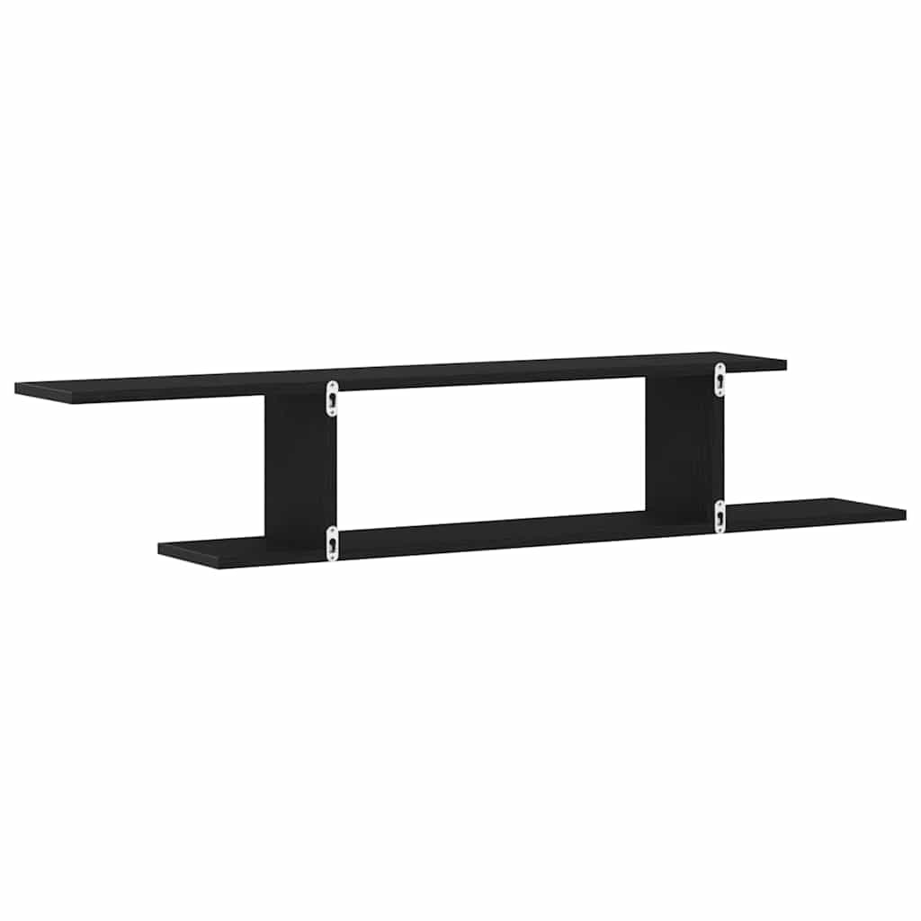Wall Mounted TV Shelf Black Oak Effect 125 X 18 X 23 Cm