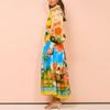 Women's Clothing, Printed, Lantern Sleeves, Waistband, Shirt Skirt, Waist Cinching, Dress