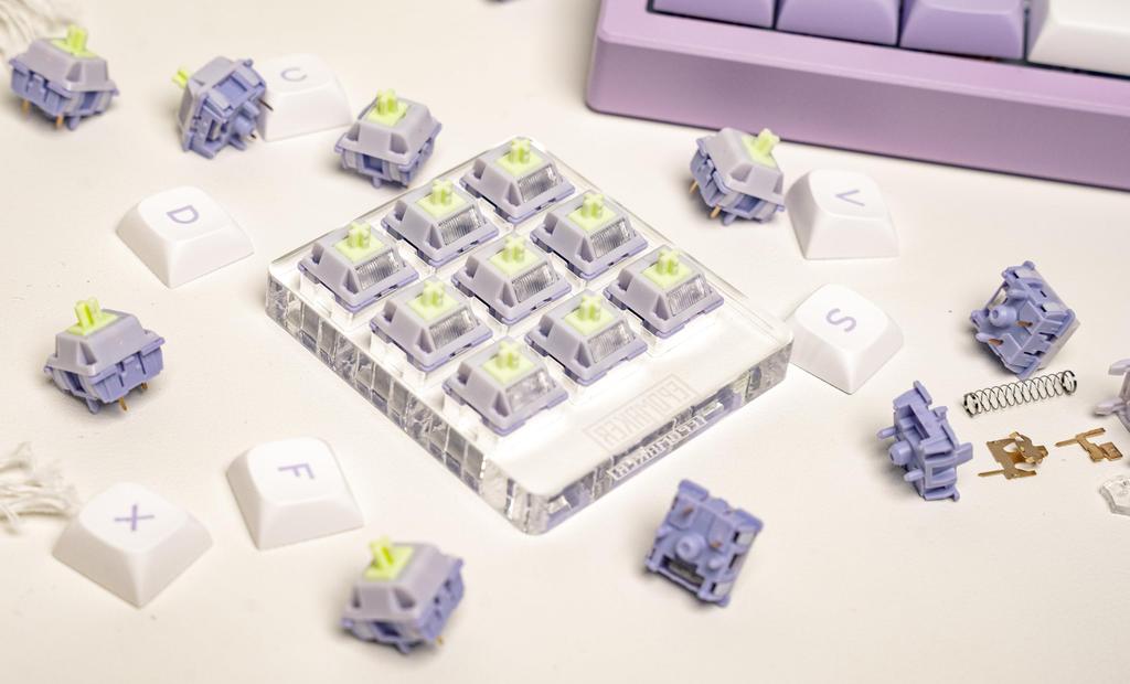 EPOMAKER Wisteria V2 Linear 38gf Keyboard Switch Set with Light Diffuser, Pre-lubricated, 5 Pink Creamy Switches for Mechanical Gaming Keyboards, 35