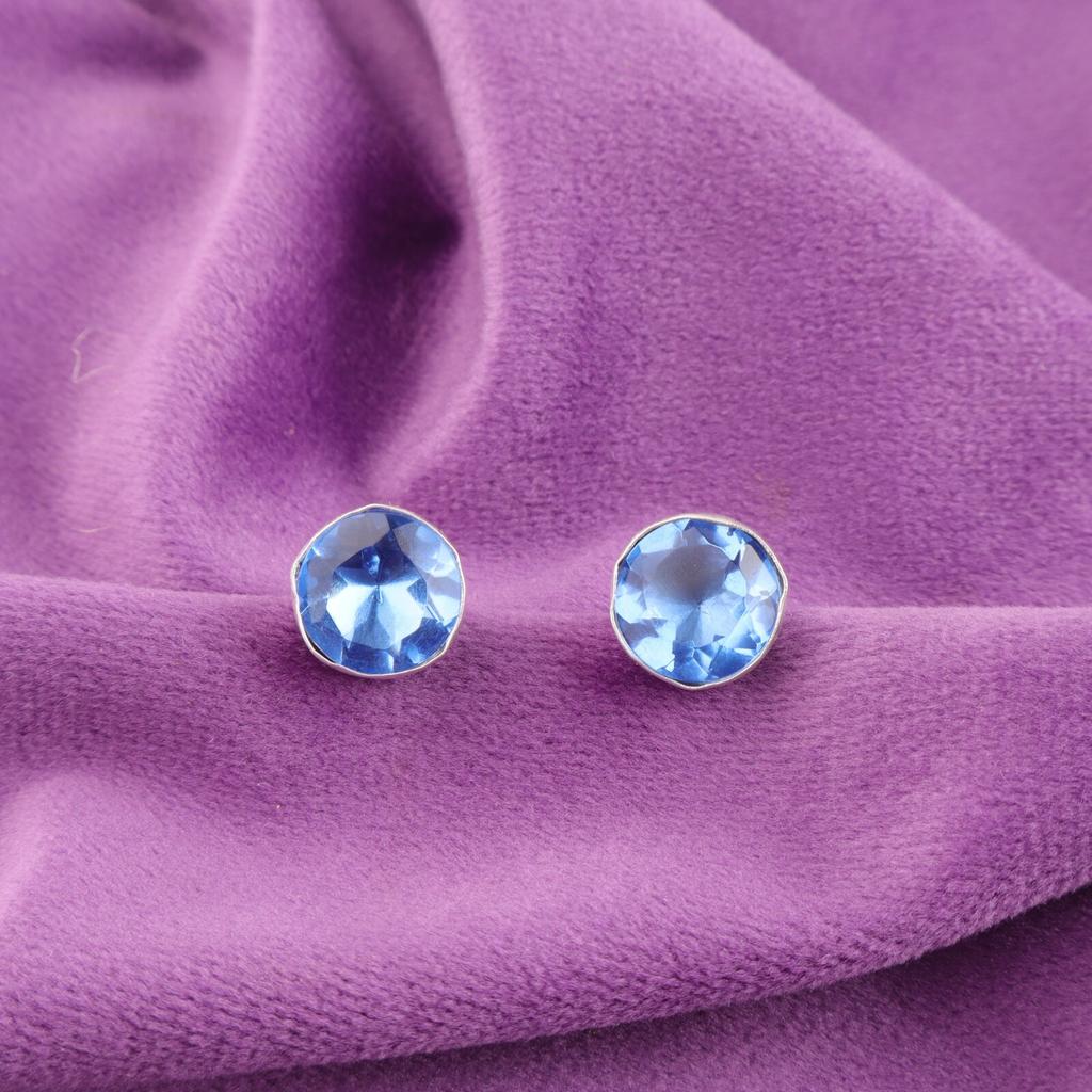 Sisters Day Sale Round Tanzanite Gemstone 925 Silver New Stud Earrings Jewelry EE-150-12