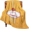 1pc Basketball Hoop Print Flannel Throw Blanket – Sporty Gift for Fans, Home Office Sofa Car Nap