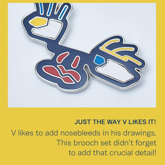 BTS V Künstlergefertigtes Broschen-Set (Gesichter)