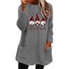 Women's Christmas Letter Print Round Neck Loose Long Sleeve Plush Hoodie