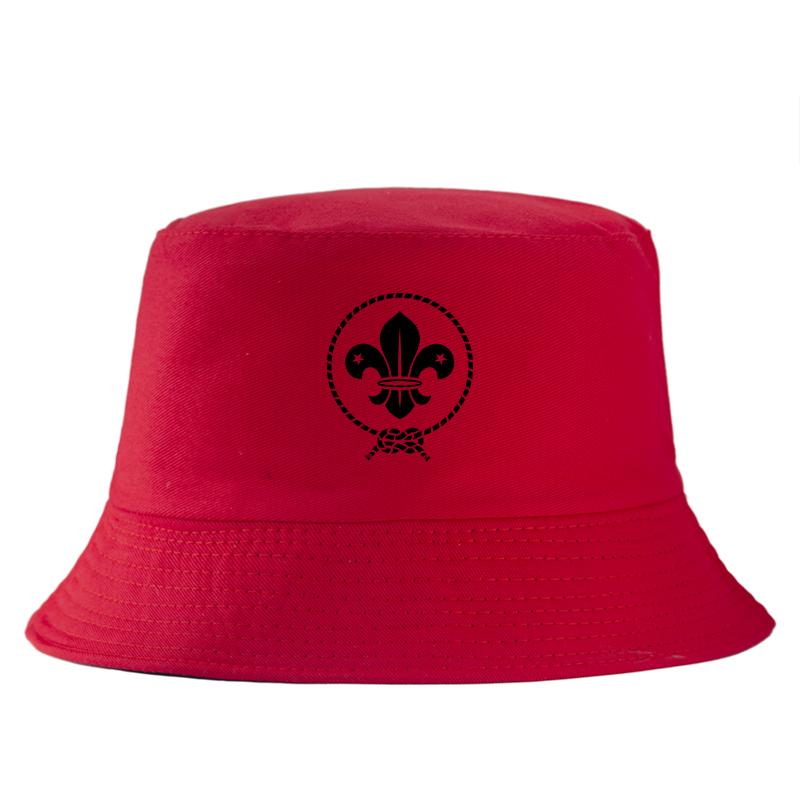 Vintage Fleur De Lis Graphic Bucket Hat World Scout Emblem Print Cotton FisherUnisex Cap Unisex Casual Summer Outdoor Sport Hat Hat girth 56-58cm