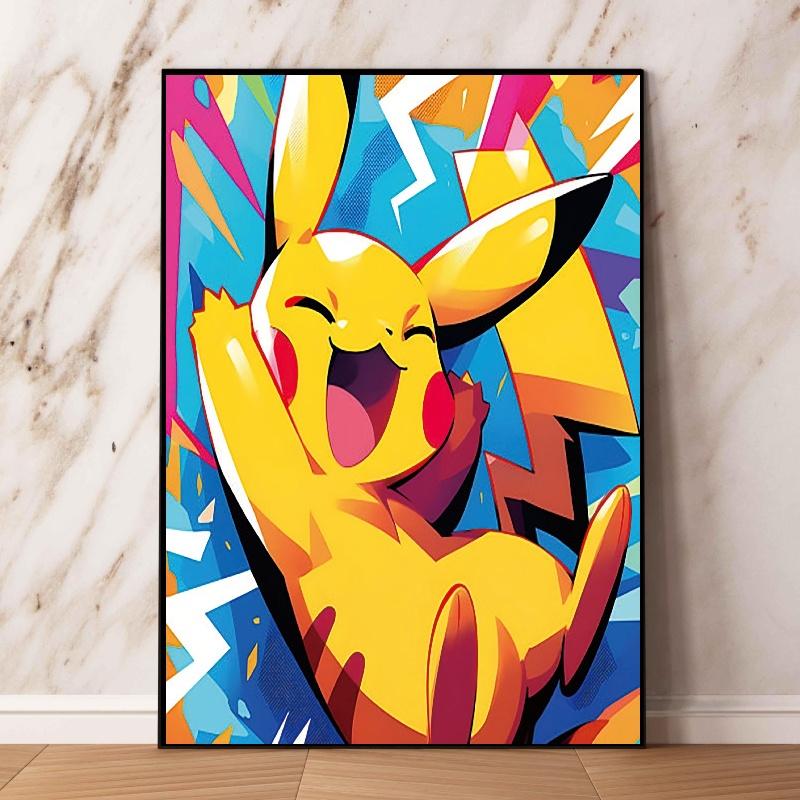Pokemon Home Decoration Canvas Painting HD Anime Colorful Poster Figure Squirtle Gengar Pikachu Charmander Wall Art Picture Gift