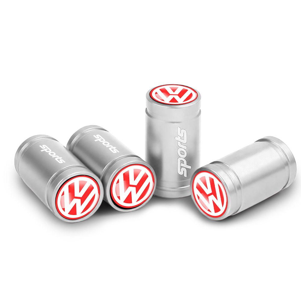 4Pcs Car Metal Wheel Tire Air Valve Dust Caps Accessories With Logo For Volkswagen Golf Rline Passat GTI Sagitar Scirocco Tiguan