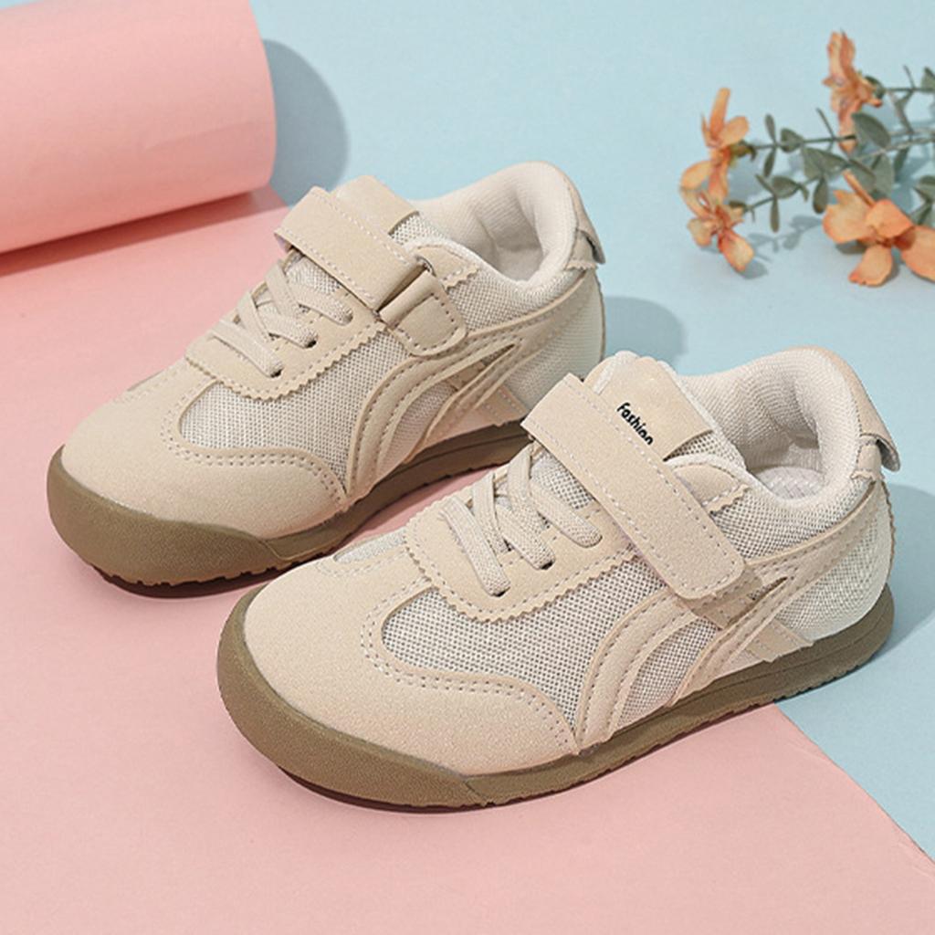 Kids Soft Sole Casual Shoes Lightweight Breathable Mesh Upper Non Slip Comfortable Fit Adjustable Strap and Lace Closure Toddler Sneakers
