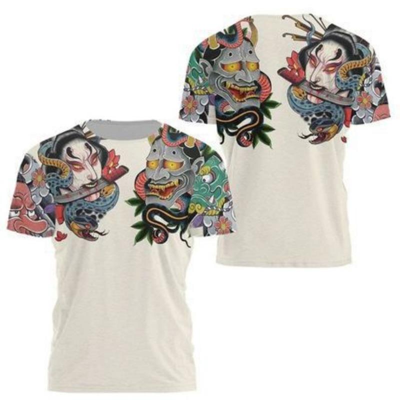 Summer Round Neck 3D Animal Patterns Print Top Fashionable Casual Short Sleeved Men's T-shirts