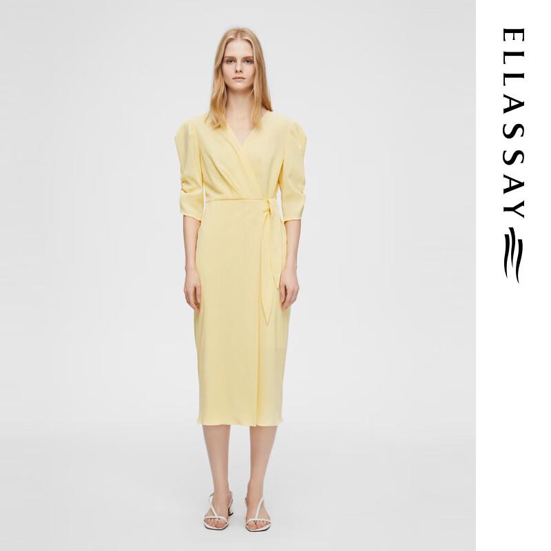 

ELLASSAY 2025 Early Spring Cotton-Blend French Wrap Mid-Length Dress S