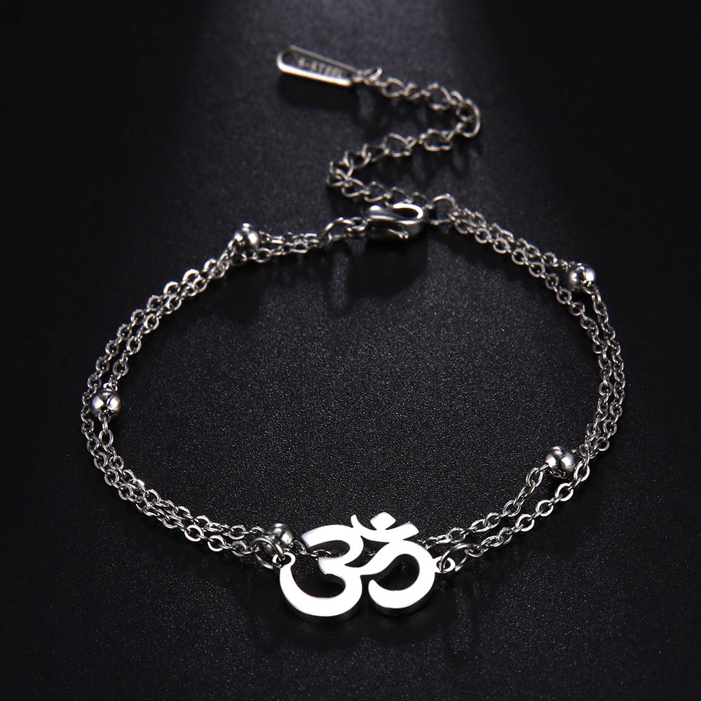 Dawapara Aum Om Ohm Sanskrit Symbol Anklets Bracelet Hindu Yoga Ankle Chain Bracelets Stainless Steel Spiritual Jewelry