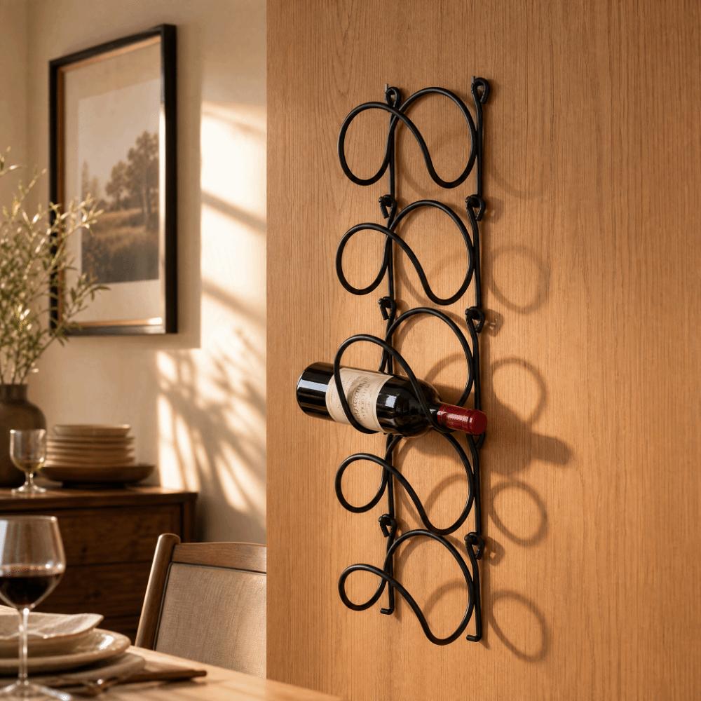 5 Piece Wrought Iron Wine Bottle Rack Wall Mounted Hanging Wine Rack Towel Holder Hotel