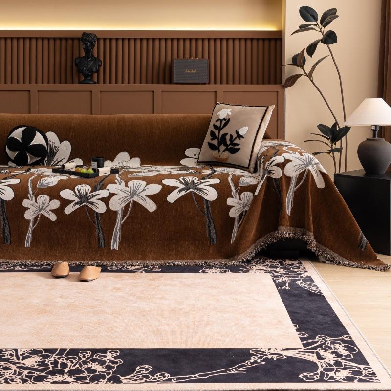 Quasten Chenille Sofabezug Stoff, Sofadecke, Vollbezug, Universelles Sofahandtuch, Staubdichter Sofakissenbezug