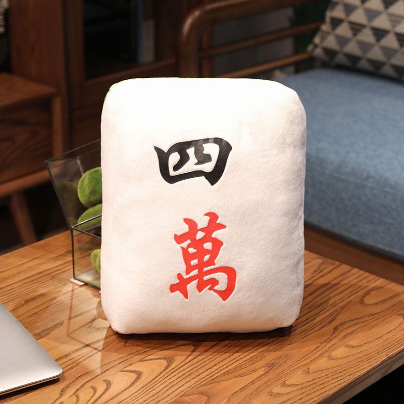 New 1pc Creative Mahjong Pillow Cushion Chinese Plush Toy Car Chair Backrest Mahjong Dice Funny Nap Pillow Sofa Home Decor Gift
