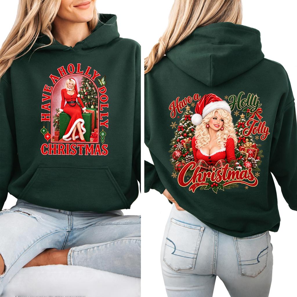 Dames Kerstmis Lichtgewicht Lange Mouwen Geprint Met Capuchon Pullover Sweatshirt