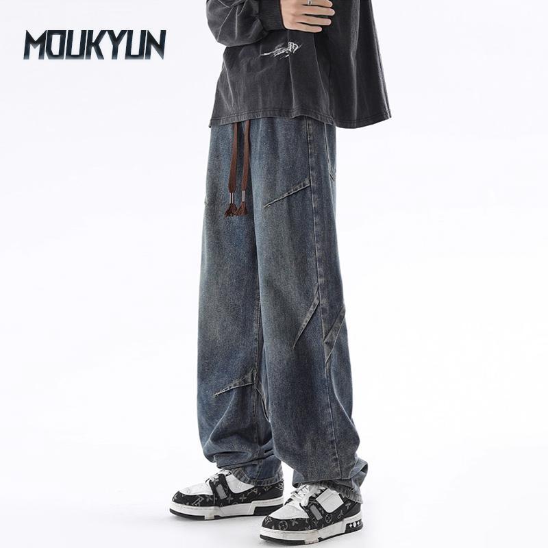 

Men s Straight Jeans Korean Fashion Wide Leg Denim Cargo Pants Streetwear Baggy Jeans Trousers S