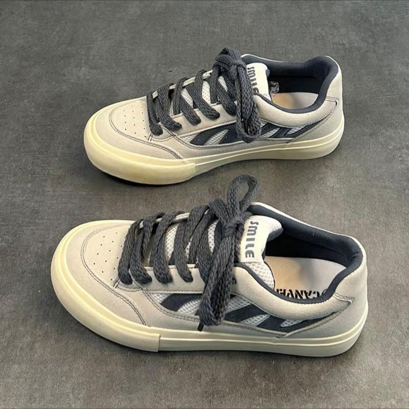 Mens Casual Low Top Breathable Vulcanized Sneakers Retro College Style Flat Sole Slip-On Friendly