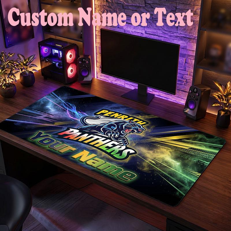 Penrith Panthers Customized Name Text Mouse Pad, Large Desk Mouse Mat Personalized Home Office Present