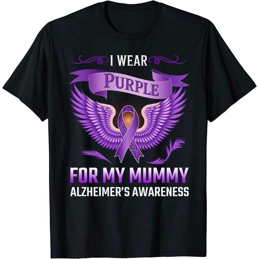 Alzheimer s Awareness Gift Tee I Wear Purple for My for My Mummy T-Shirt, for Men Women Kids S