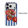 Classic Striped Watercolor Tomato Fruit Graphic Art Film Aesthetic Protective Shockproof Bumper Phone Case Cover For iPhone 14 15 16 Pro Max Plus