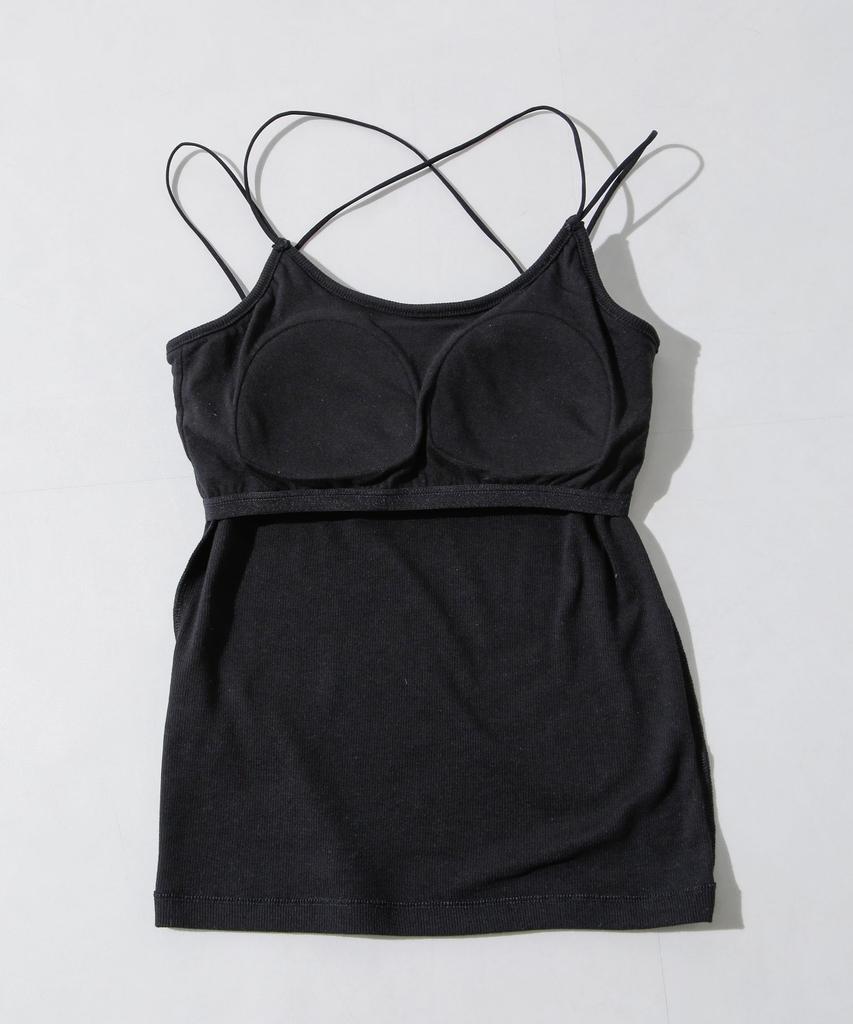Nano Universe Back Cross Camisole with Size Women's Cups, M, 010, Black, 669-5124311