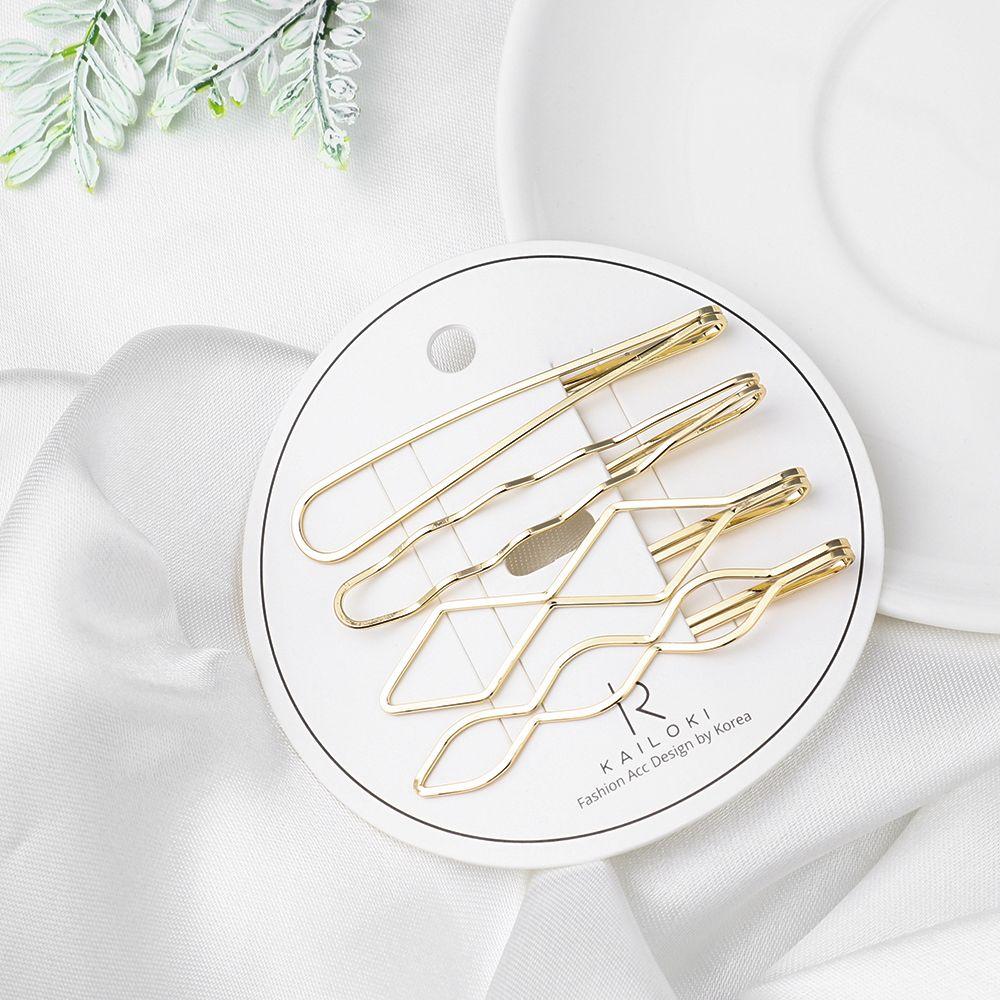 4pcs/set New Metal  Hair Accessories Geometry Hair Clip Geometric Rhombus Barrettes Girls Hairgrips