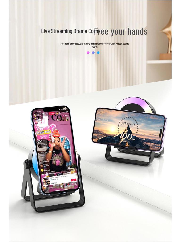 Cross-Border Bluetooth Speaker with Induction Stand, Tech-Sense, Breathing Light, Rechargeable for Outdoor & E-Sports.
