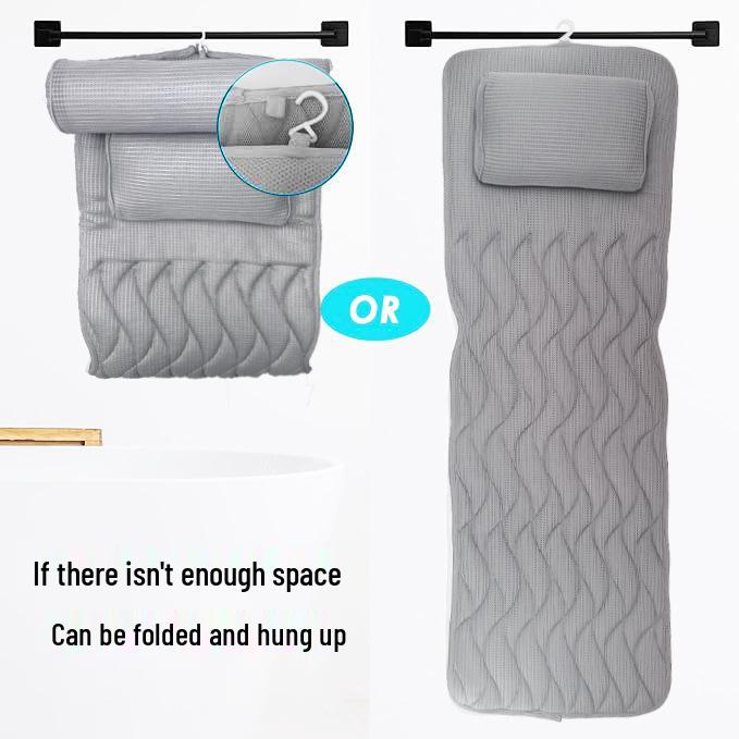 4D Non-Slip Bathtub Mat with Pillow and Suction Cups