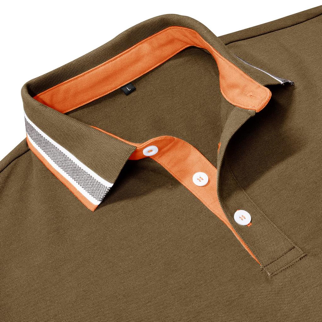 Men’s T-shirts Color Block Short Sleeves Polo Shirts Lapel Collar Tops Daily Casual Summer Menswear Tennis Golf Shirt