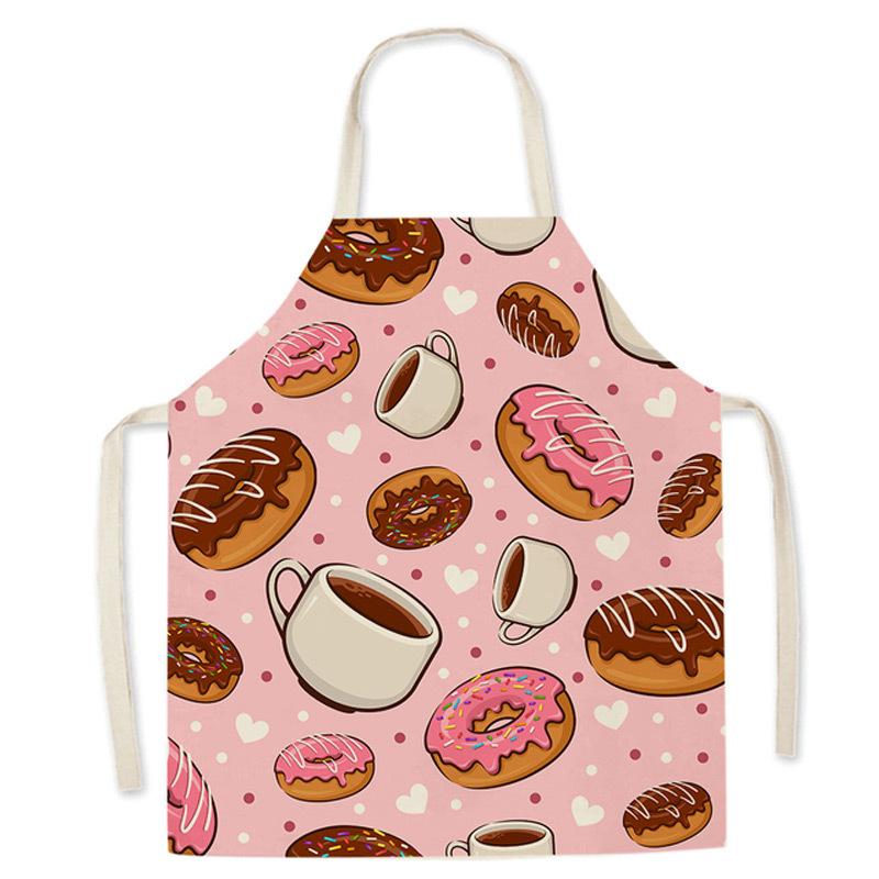 unframed Fashion Kitchen Apron for Men Women Kid Lemon Desserts Printed Cotton Linen Sleeveless Aprons Home Cooking Baking Clean