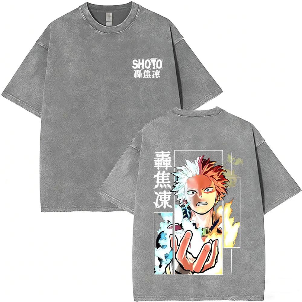 

Anime My Hero Academia Bakugou Katsuki Vintage Washed Tshirt Men Manga Retro Oversized T Shirts Mens Cartoon Harajuku Tshirts S