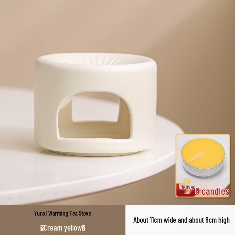 Cream Yellow Ceramic Teapot and Tea Warmer Set