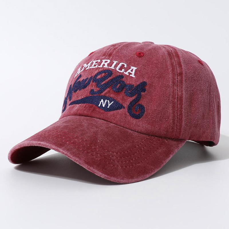 Vintage Washed Distressed Summer Travel Sun Protection Hat Embroidered Retro Letters Baseball Cap For Outdoor Activities