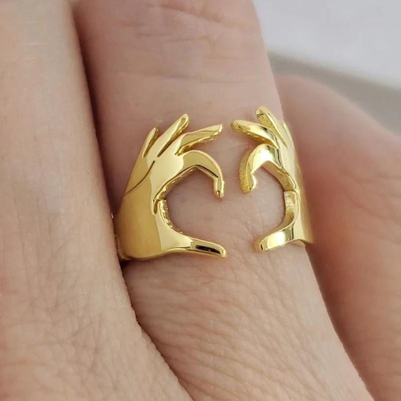 

CAOSHI Trendy Metallic Style Finger Ring Lady Daily Wearable Jewelry Low-key Finger Accessories for Female Chic Love Accessories resizable